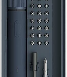 HOTO Electric Screwdriver Kit, 3.6V Cordless Screwdriver Set, Upgraded Capacity, Magnetic Case Lid, Mechanical Knob, 25 S2-steel Bits, 1500 mAh 800 Times, Manual & Electric, USB-C Charging, LED Light