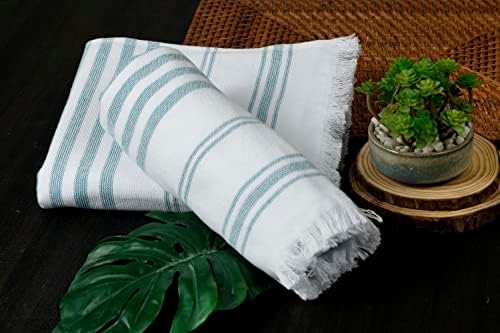 Ample Decor Hand Towels for Bathroom Set of 2 100% Cotton 16 x 28 inch- Quick Drying, Towel for Hand, Face, Hair, Yoga, Tea, Dishcloth, Kitchen, and Bath, Oeko-Tex Certified -Mint Blue - Image 2