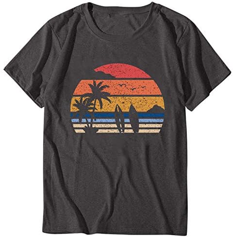 SKDOGDT Summer Short Sleeve Tops For Women Trendy Casual Floral Graphic Shirts Blouses Plus Size Crew Neck Boho Henley Tees - Image 4