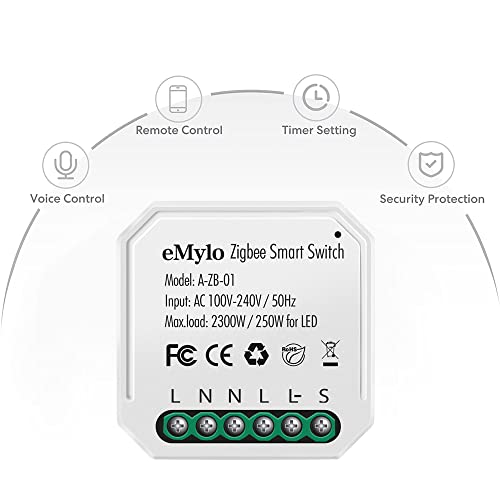 eMylo Mini Smart Zigbee Relay Switch Wireless Remote Control Zigbee Light Switch AC 220V Built-in Switch Relay Module 16A DIY Timer Voice Control for Home Automation Compatible with amazon Alexa Echo - Image 3