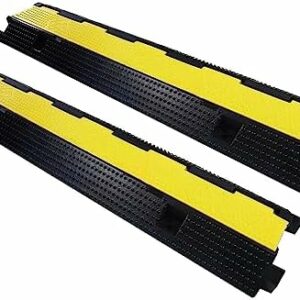 YELACK Cable Ramp Cable Protector Ramps Wire Hose Protective 1 Channel Traffic Rubber Plastic Cord Cover Speed Bump for Asphalt Concrete Gravel Driveway Outdoor, 2 Packs