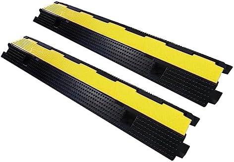 YELACK Cable Ramp Cable Protector Ramps Wire Hose Protective 1 Channel Traffic Rubber Plastic Cord Cover Speed Bump for Asphalt Concrete Gravel Driveway Outdoor, 2 Packs
