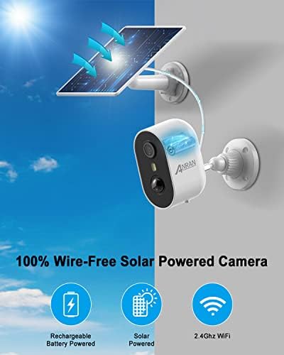 ANRAN 3MP Solar Security Cameras Wireless Outdoor for Home Security, 2K Color Night Vision WiFi Surveillance Home Camera with Solar Panel, Spotlight, PIR Detection, 2-Way Talk, Work with Alexa - Image 2