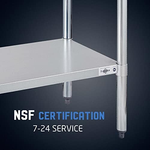 Profeeshaw Stainless Steel Prep Table NSF Commercial Work Table with Backsplash and Undershelf for Kitchen Restaurant 24×30 Inch - Image 6