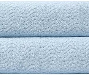 Ultra Soft 2 Piece Textured Hand Towel Set for Bathroom Shower Pool, Kitchen, Quick Dry, Highly Absorbent - Light Blue