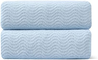 Ultra Soft 2 Piece Textured Hand Towel Set for Bathroom Shower Pool, Kitchen, Quick Dry, Highly Absorbent - Light Blue