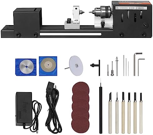 VEVOR Mini Lathe Machine, 2.76 in x 6.3 in, 24VDC 96W Mini Wood Lathe Tools Milling Machine Accessories, 7 Speeds 4220/5300/5650/6350/6660/7050/8450 RPM, for DIY Woodworking Wood Drill Rotary Tool - Image 9