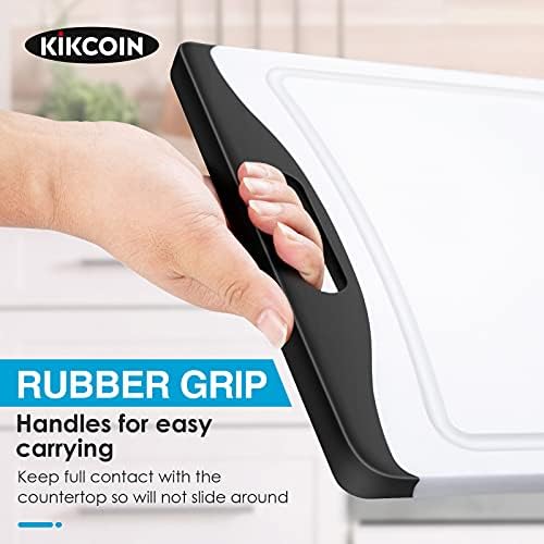 Cutting Boards for Kitchen, Extra Large Plastic Cutting Board Dishwasher Chopping Board Set of 3 with Juice Grooves, Easy Grip Handle, Black, Kikcoin - Image 3