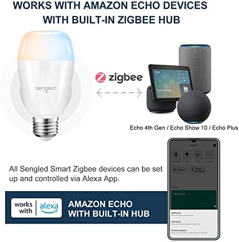 Sengled Zigbee Smart Bulbs, Tunable White 2700K~6500K, Hub Required, Dimmable via Wall Switch, Works with SmartThings and Echo Plus with Built-in Hub, Daylight A19 E26, Voice & APP Control, 4 Pack - Image 6
