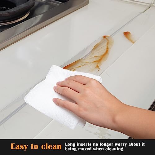 Silicone Stove Counter Gap Cover Kitchen Counter Gap Filler Transparent 25" Long Gap Filler Sealing Spills between Kitchen Appliances Washing Machine and Stovetop, Set of 2 (Clear) - Image 4