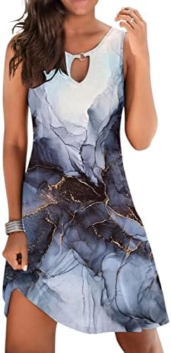 lcepcy Summer Dresses for Women 2023 Casual Bohemian Floral Print Beach Cover up Crew Neck Sleeveless Sundresses - Image 4