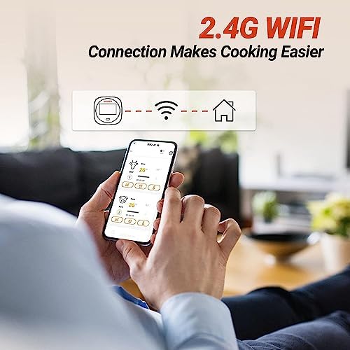 Inkbird WiFi Grill Thermometer IBBQ-4T, Wireless WiFi Meat Thermometer for Smoker, Oven, Rotisserie, Kitchen| 4 Probes with APP Calibration| Timer Alarm Mobile Notification| Digital BBQ Thermometer - Image 2