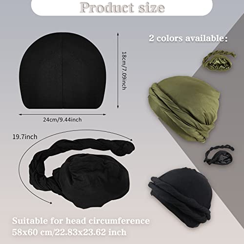 Yohou 2PCS Turban for Men Halo Turban Satin Lined Turban for Men Head Wraps for Men Women Men’s Turban for Sleeping Nature Hair - Image 3