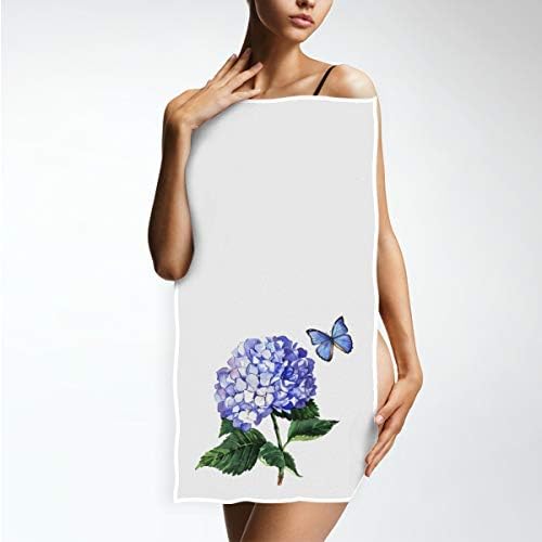 Blue Hydrangea Butterfly Hand Towels 16x30 in Spring Summer Watercolor Floral Purple Flower Bathroom Towel Small Bath Towel Kitchen Dish Guest Towel Decorations for Hand Face Gym Spa Bathroom - Image 5
