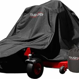 Tough Cover Premium Zero-Turn Mower Cover Heavy Duty 600D Marine Grade Fabric, Universal Fit Lawn Mower Covers, Protects Against Water, UV, Dust, Dirt, Wind for Outdoor Protection (Black)