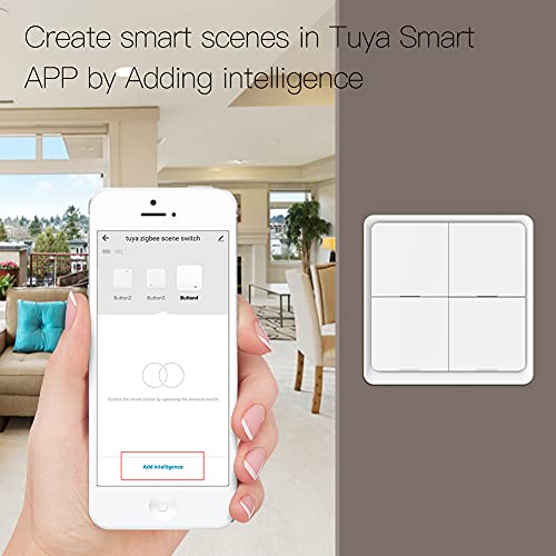 ZigBee Wireless Remote Control Smart Switch Wall Panel Transmitter,Requires MoesGo zigbee Hub,Smart Life/Tuya APP Remote Control, Wireless Button for Smart Home Devices and Scenes White - Image 3