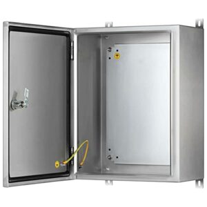 KWONONG Stainless Steel Enclosure, IP65 Waterproof Electrical Box for Indoor and Outdoor Projects, Includes Mounting Plate and Wall Bracket 450×350×200mm (18"×14"×8")