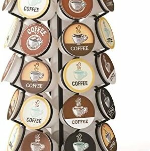 Nifty K Cup Holder – Compatible with K-Cups, Coffee Pod Carousel | 35 K Cup Holder, Spins 360-Degrees, Lazy Susan Platform, Modern Black Design, Home or Office Kitchen Counter Organizer