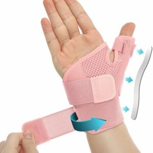 INFILAR Thumb Splint with Wrist Brace - Thumb Support Brace for Wrist Hand Thumb Stabilizer Fits Both Right Left Hand for Men and Women, Coral Rose