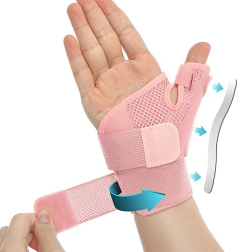 INFILAR Thumb Splint with Wrist Brace - Thumb Support Brace for Wrist Hand Thumb Stabilizer Fits Both Right Left Hand for Men and Women, Coral Rose