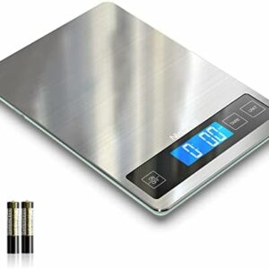 Nicewell Food Scale, 22lb Digital Kitchen Scale Weight Grams and oz for Cooking Baking, 1g/0.1oz Precise Graduation, Stainless Steel and Tempered Glass