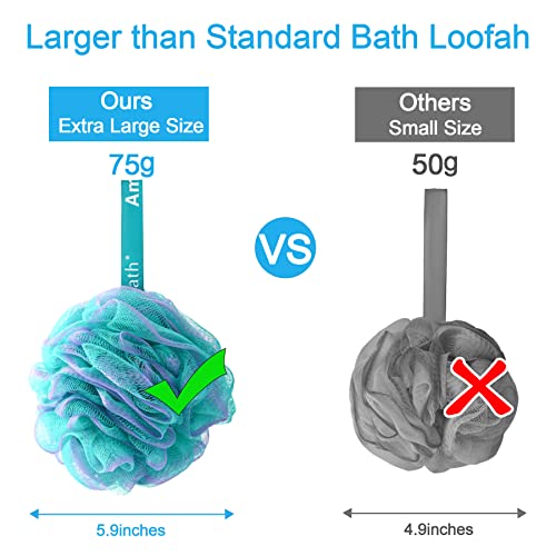 AmazerBath Loofah Sponge 75g/Piece, Exfoliating Bath Sponge Body Scrubber - Loofa Set of 4 Flower Color (Large, Green-Purple) - Image 6