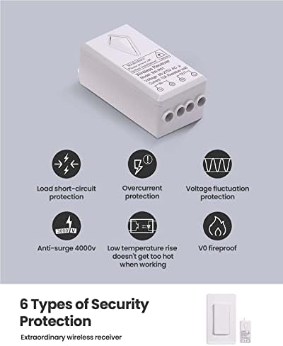 Zoiinet Wireless Lights Switch Kit, No Wiring, Buckle Design & Removable, Muti Way Switch, No WiFi Needed, Programmable, 1300ft Remote Control Lighting Fixture for Led, Ceiling Lights and Lamps - Image 8