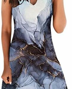 lcepcy Summer Dresses for Women 2023 Casual Bohemian Floral Print Beach Cover up Crew Neck Sleeveless Sundresses