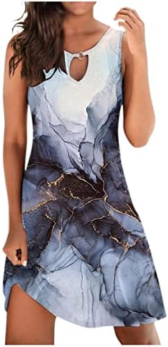 lcepcy Summer Dresses for Women 2023 Casual Bohemian Floral Print Beach Cover up Crew Neck Sleeveless Sundresses