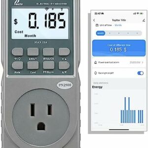 Poniie PN2500 Professional NEMA 5-15 Wi-Fi Wireless Level 1 EV Charger Pass-Through Power Usage Monitor (60-240V, 25Amp)