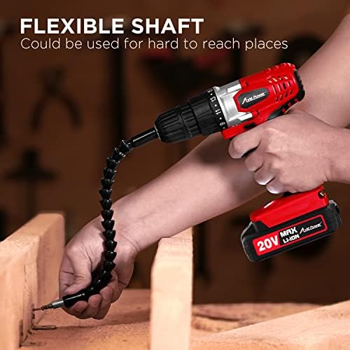 AVID POWER 20V MAX Lithium lon Cordless Drill Set, Power Drill Kit with Battery and Charger, 3/8-Inch Keyless Chuck, Variable Speed, 16 Position and 22pcs Drill Bits (Red) - Image 5