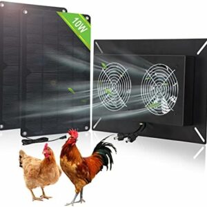 DC HOUSE 20W Solar Powered Dual Metal Shell Exhaust Fan Kit for Chicken Coops, Greenhouses, Sheds, Pet Houses, and Windows - Waterproof and Plug & Play