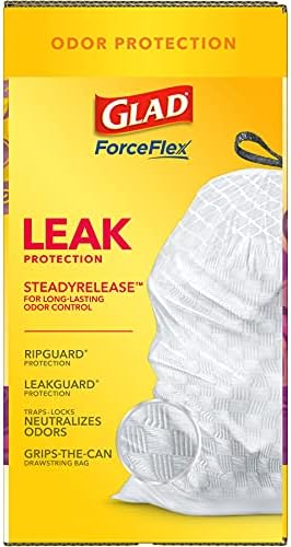 GLAD ForceFlex Tall Kitchen Drawstring Trash Bags, 13 Gallon White Trash Bag for Kitchen Trash Can, Gain Moonlight Breeze with Febreze Freshness and Leak Protection, 110 Count (Package May Vary) - Image 17