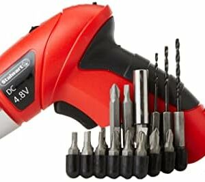 25-Piece Electric Screwdriver Set - Cordless Drill with LED Work Light, Automatic Spindle Lock, Carrying Case, and Screw Driver Bits by Stalwart (Red)