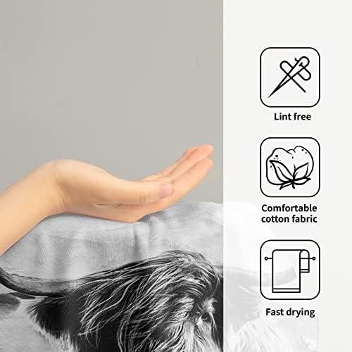 Giwawa Farm Cow Hand Towels Scottish Bull Soft Thin Bath Towel Set of 2 Cotton Luxury Kitchen Washcloths for Bathroom Home Gym Hotel Sport - Image 4