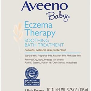 Aveeno Baby Eczema Therapy Soothing Bath Treatment for Relief of Dry, Itchy and Irritated Skin, Made with Soothing Natural Colloidal Oatmeal, 5 ct.