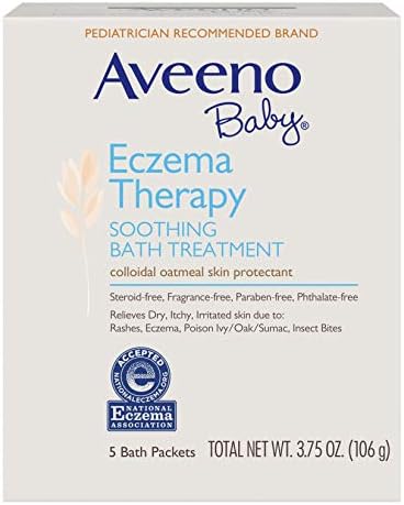 Aveeno Baby Eczema Therapy Soothing Bath Treatment for Relief of Dry, Itchy and Irritated Skin, Made with Soothing Natural Colloidal Oatmeal, 5 ct.