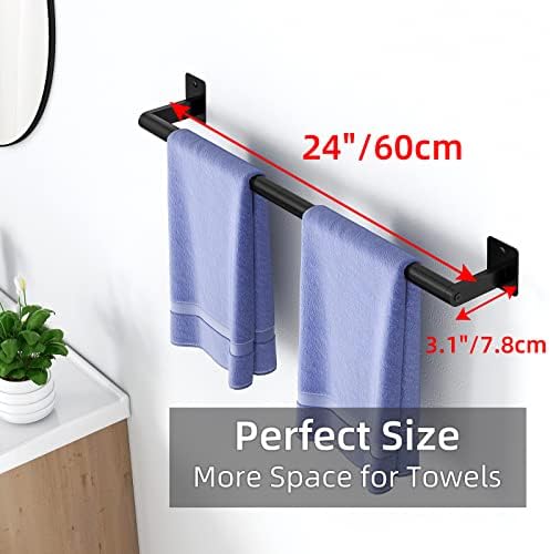 Bathroom Towel Bar, 24 Inch Towel Racks for Bathroom Wall Mounted, Heavy Duty Bath Hand Towel Holder Organizer, Modern Home Decor Towel Rod Bathroom Hardware Accessories, Matte Black Single Bar - Image 6