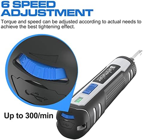 Bielmeier 4V Cordless Electric Screwdriver Kit, 6 Speed Adjustment, 44 Accessories Plus Flex Shaft, Battery Rechargeable, LED Light, Automatic Portable Wireless Power Screw Driver for Small Projects - Image 3