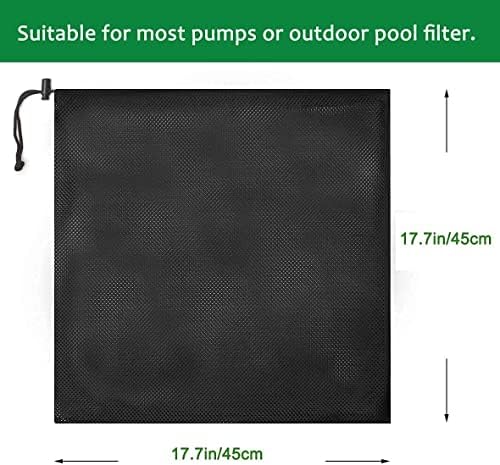 Hecaty 2 Pack 17.7"x 17.7" Pump Barrier Bag, Pond Pump Filter Bag, Black Media Bag Large Pump Mesh Bag for Outdoor Water Ponds Filters (2Pcs-17.7"x 17.7") - Image 3