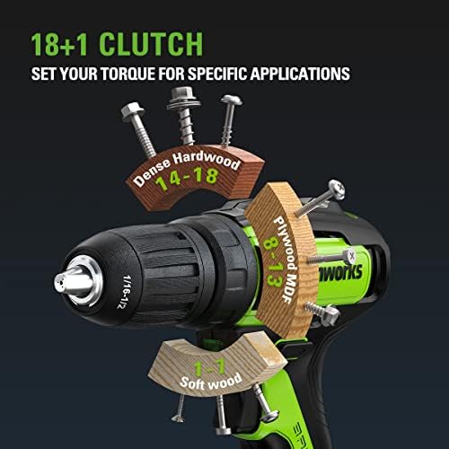 Greenworks 24V Brushless Cordless Drill Impact Driver Combo kit, 1/2”Drill & 1/4”Hex Impact Driver Power Tool Kit, Included 2 Batteries, 1 Charger, 8 pcs Bit Set & Bag - Image 4