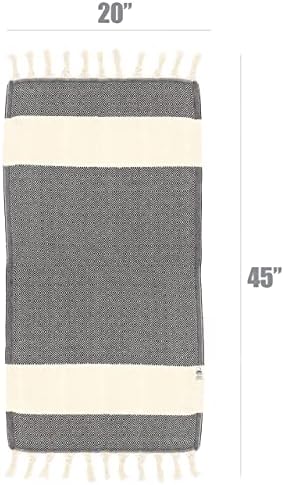 Bazaar Anatolia Turkish Hand Towels Set of 4 Diamond Bath Towel 100% Cotton 38x18 Boho Farmhouse Decor Quick Dry Hand Hair Gym Face Bath Tea Kitchen Dishcloth Set Decorative Bathroom Towel (Black) - Image 6