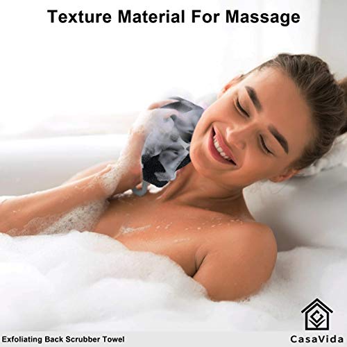 Back Scrubber for Shower Nylon Bath Towel Shower Back Washer Exfoliating Washcloth Rear Scrub Japanese Stretchable Pull Back Strap Wash Cloth Scrubber Exfoliating Scrub Washcloth 2 Pack by CasaVida - Image 2