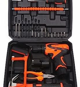 OUUED Hand Combo Power Tool Set 27 Pcs, Electric Tool Kit, Power Cordless Drill Household Repairing Mixed Tool, Daily Use Home Repairing Tool Kit, with Plastic Toolbox Storage Case