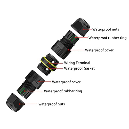 IP68 Outdoor Waterproof Electrical Wire Connector for 5-12mm Wire Diameter, (Max 16A, 450V), 2 Way (5 Pin) - Image 2
