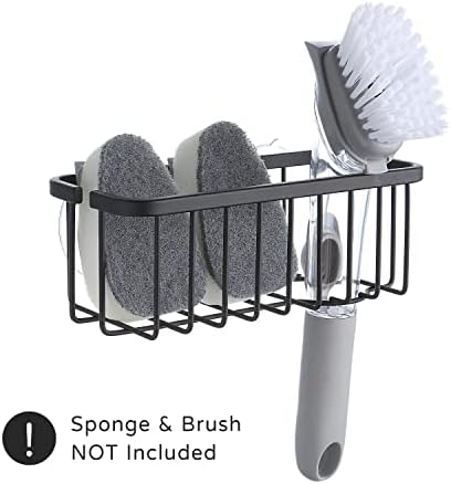 SunnyPoint NeverRust Deluxe Kitchen Sink Suction Holder for Sponges, Scrubbers, Soap, Kitchen, Bathroom, 304 Stainless Steel (Mat Black, 7.4 x 3.3 x 2.75 Inch)(Sponge & Brush NOT Included) - Image 7