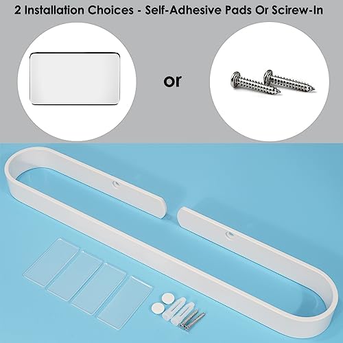 Adhesive Hand Towel Holder for Bathroom Wall 15.7 Inch, White Stick On Bathroom Towel Bar Countertop Kitchen Bath Towel Rack with 4 Clear Dould Sided Tape Pads, No Drilling-Adhesive/Screw-in, Veefos - Image 5