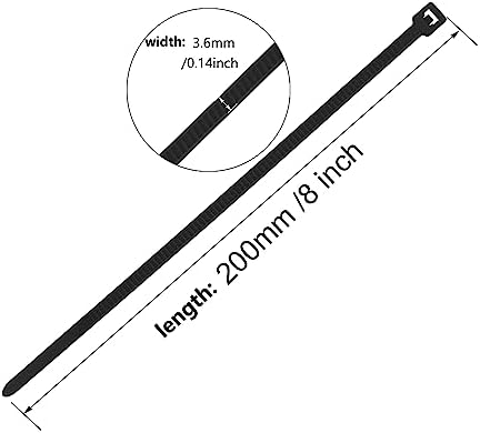 Armpow 1000 PCS 8 inch Black Cable Zip Ties, 40lb Strength Heavy duty, Premium Self-Locking UV Resistant Nylon Zip Ties for Indoor and Outdoor Use - Image 2