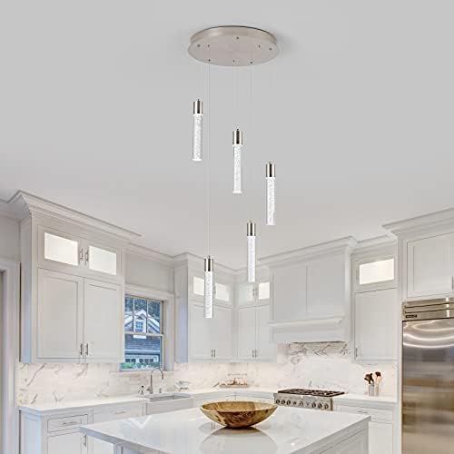 votag 5-Light Pendant Lights for Kitchen Island, Kitchen Pendant Lighting Over Island,Integrated Modern Pendant Light with Crystal 40W,6000k Dimmable - Image 5