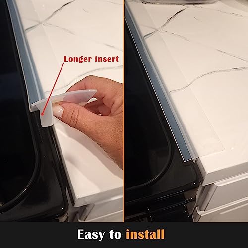 Silicone Stove Counter Gap Cover Kitchen Counter Gap Filler Transparent 25" Long Gap Filler Sealing Spills between Kitchen Appliances Washing Machine and Stovetop, Set of 2 (Clear) - Image 6